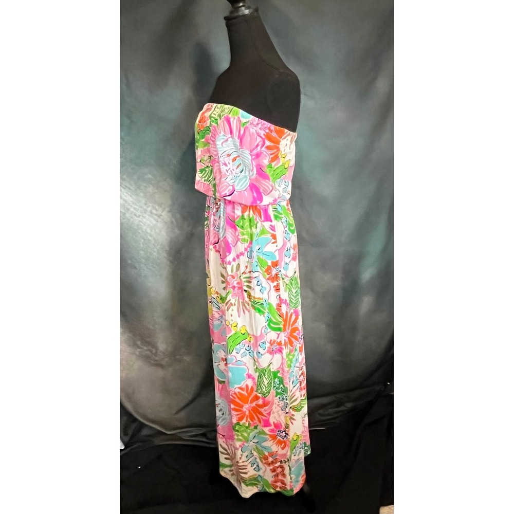 Lilly Pulitzer for Target Strapless Maxi Dress Floral‎ Pink Green Womens Small - Picture 2 of 7
